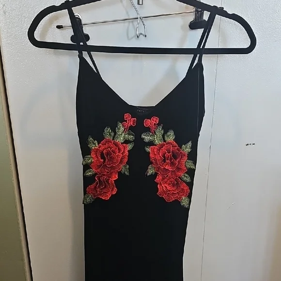 Revamped | Dresses | Elegant Black Dress With Red Floral Embroidery | Poshmark Revamped | Dresses | Elegant Black Dress With Red Floral Embroidery | Poshmark